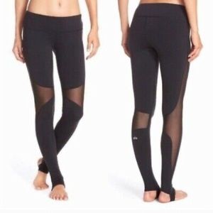 Alo Yoga Black Coast Leggings - with mesh panels and stirrups
